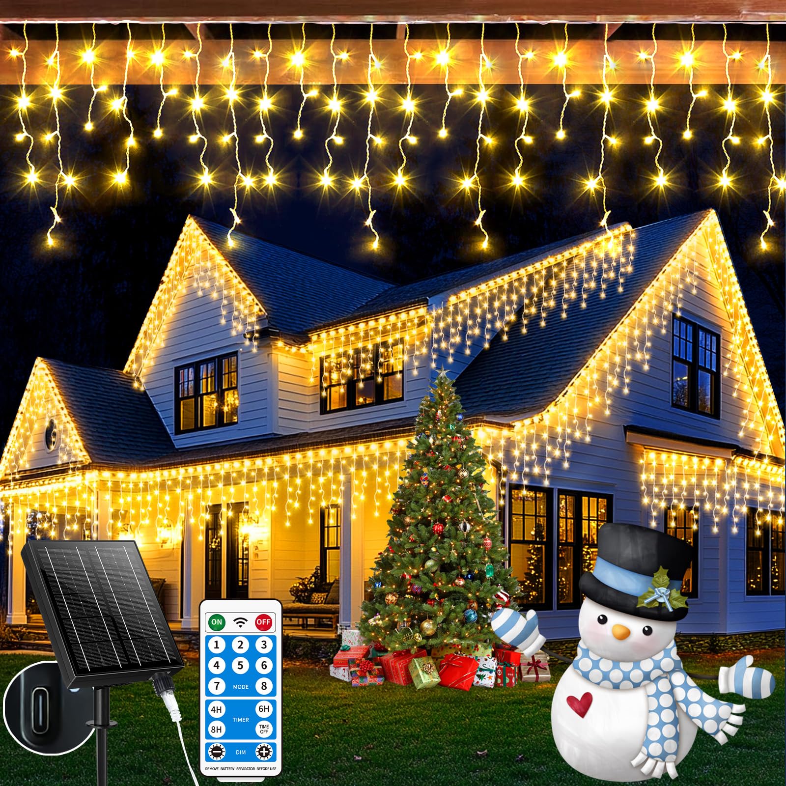 Instalatie solara cu telecomanda, 640 LED, Alb cald, interconectabila - 2 | YEO