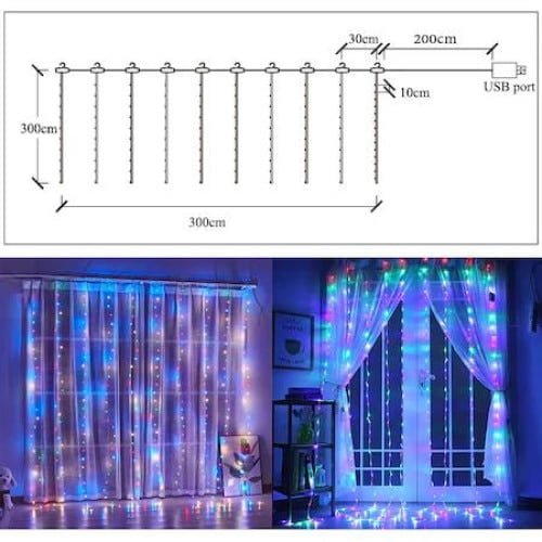 Instalatie luminoasa 3x3 Metri, 300 LED, Multicolor - 2 | YEO