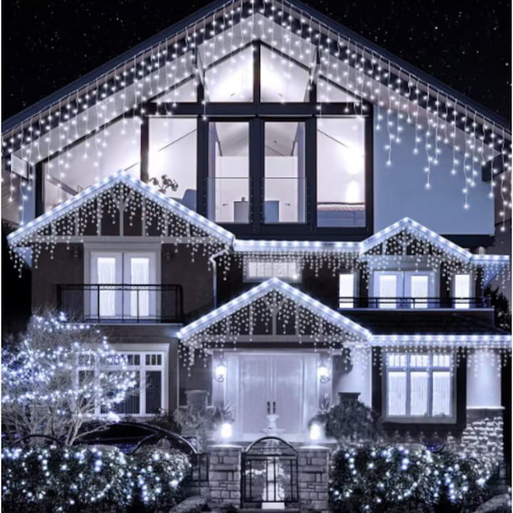 Instalatie cu franjuri 30 M, 1200 LED, Alb Rece - 2 | YEO