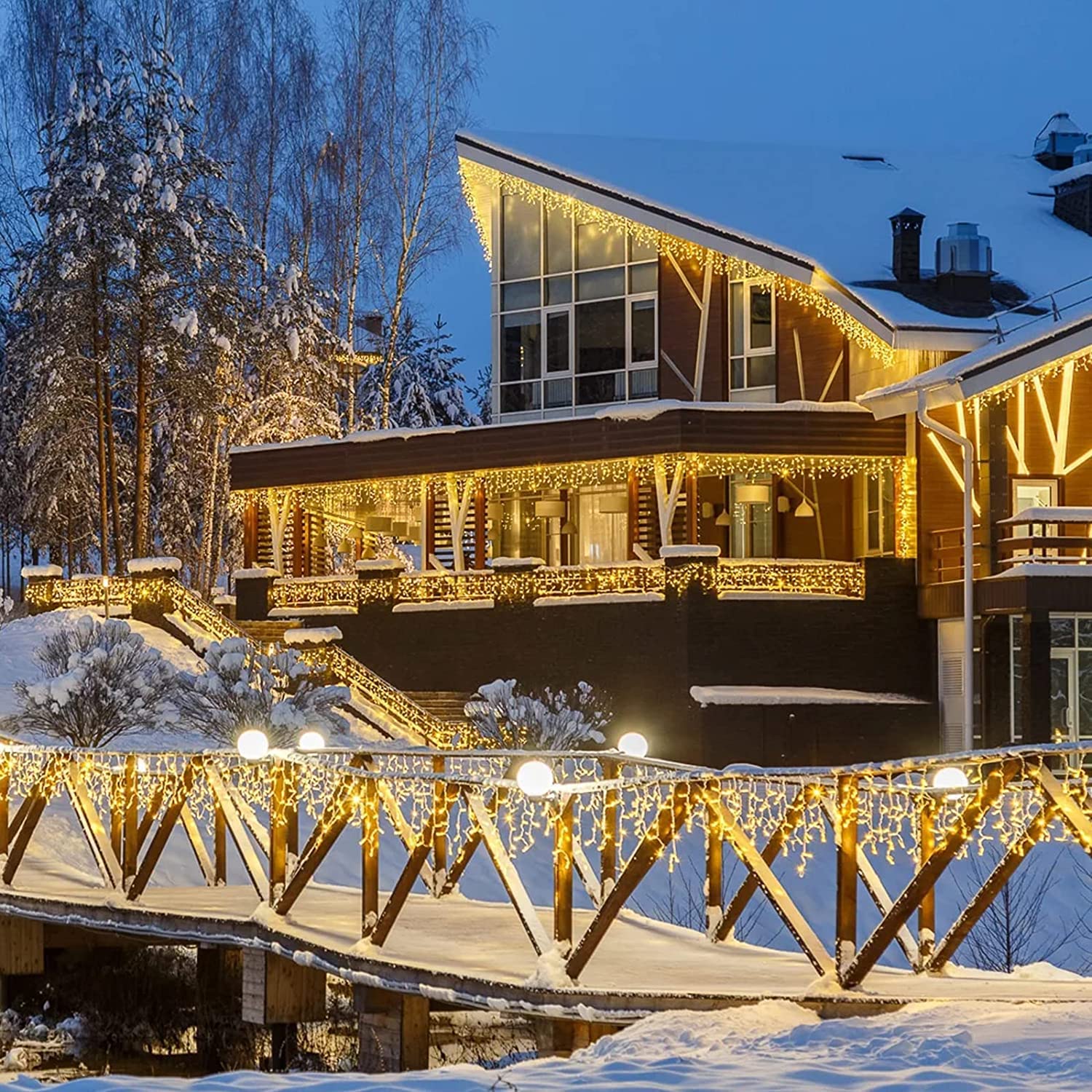 Instalatie cu franjuri 30 M, 1200 LED, Alb Cald - 2 | YEO