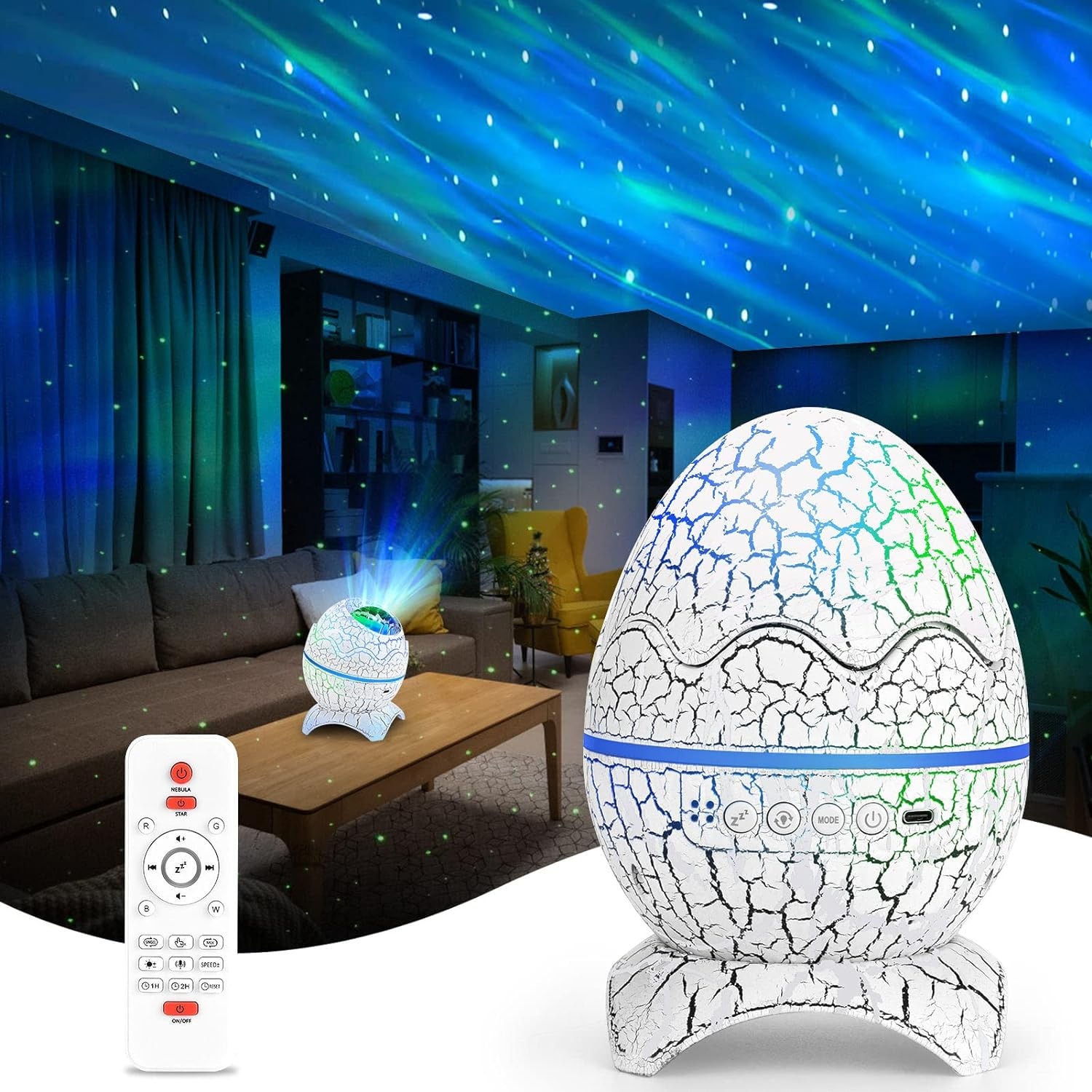 Lampa veghe copii cu Proiectie stele - Ou de dinozaur - 1 | YEO