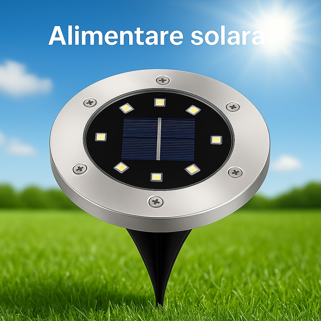 Set 4 lampi solare, 8 LED RGB, Senzor de Lumina, IP 65 - 2 | YEO