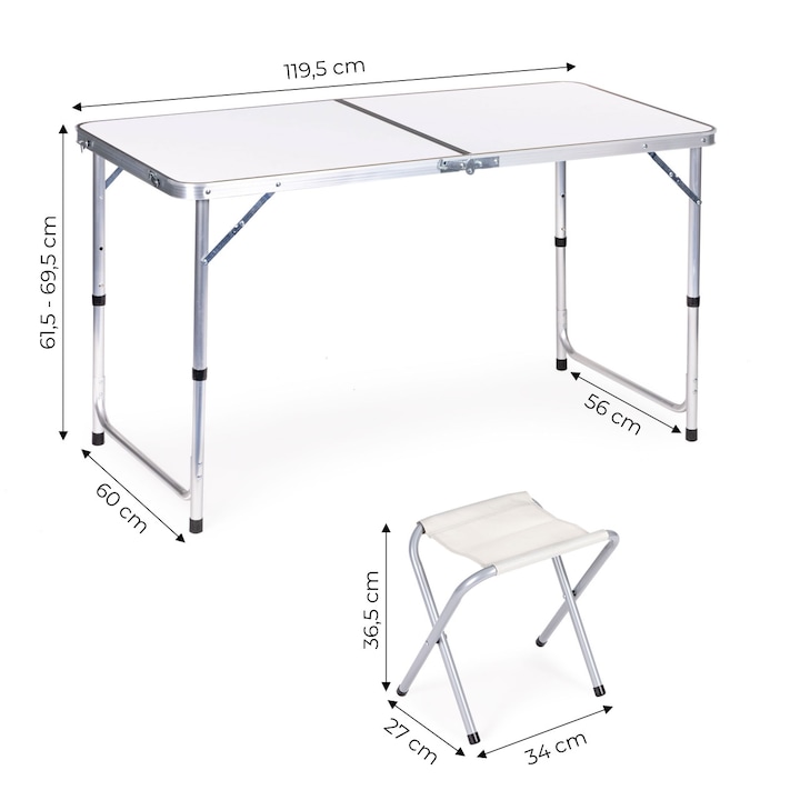 Masa Reglabila, 4 Scaune, MDF, 120 x 60 cm - 1 | YEO