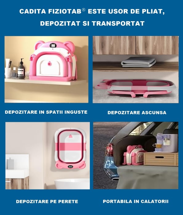 Cadita pliabila bebelusi, pernuta ergonomica si salteluta, Roz - imagine 3
