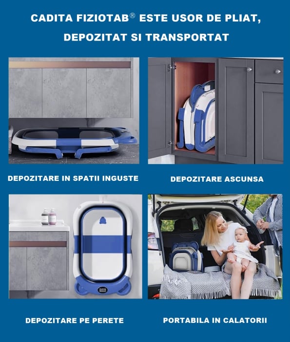 Cadita pliabila bebelusi, pernuta ergonomica si salteluta, Albastru inchis - imagine 3