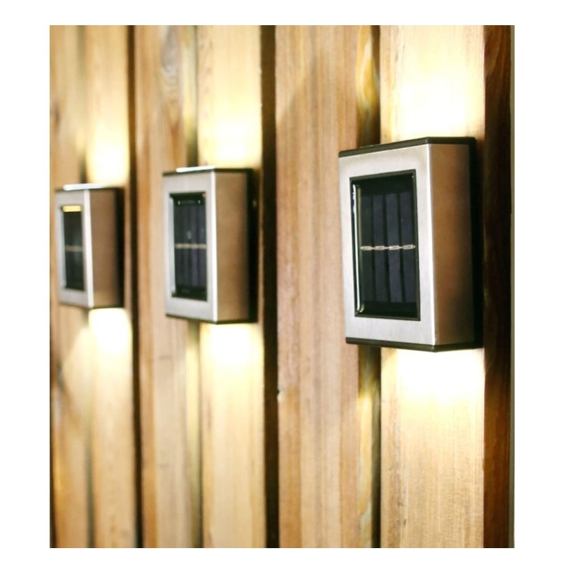 Set 4 lampi solare LED, lumina bidirectionala, Alb cald, Argintiu, IP 55 - imagine 3