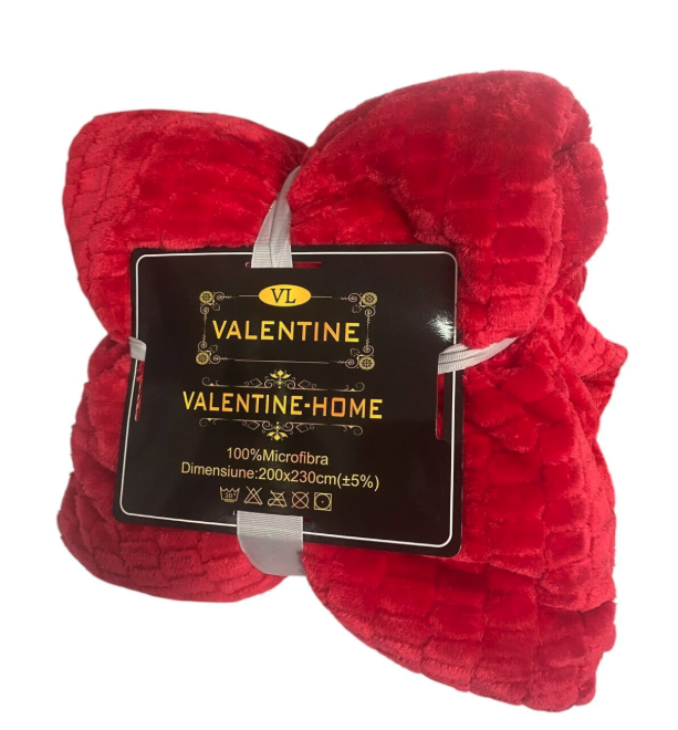 Patura super pufoasa Baycal Jo-jo, 200 x 230 cm, Rosu deschis - imagine 3