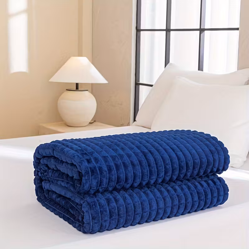 Patura super pufoasa Baycal Jo-jo, 200 x 230 cm, Albastru Inchis - imagine 2