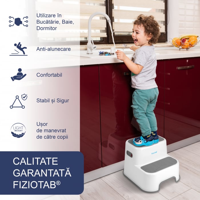 Scaunel inaltator WC pentru copii, FizioTab®Kids, Gri - imagine 2