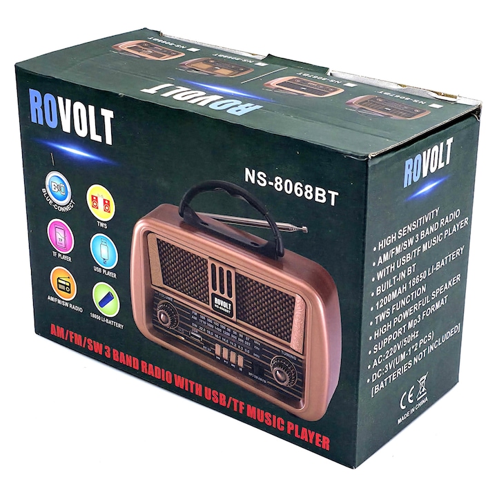 Radio ROVOLT NS-8068BT Vintage, FM/AM/SW, Bluetooth - imagine 3