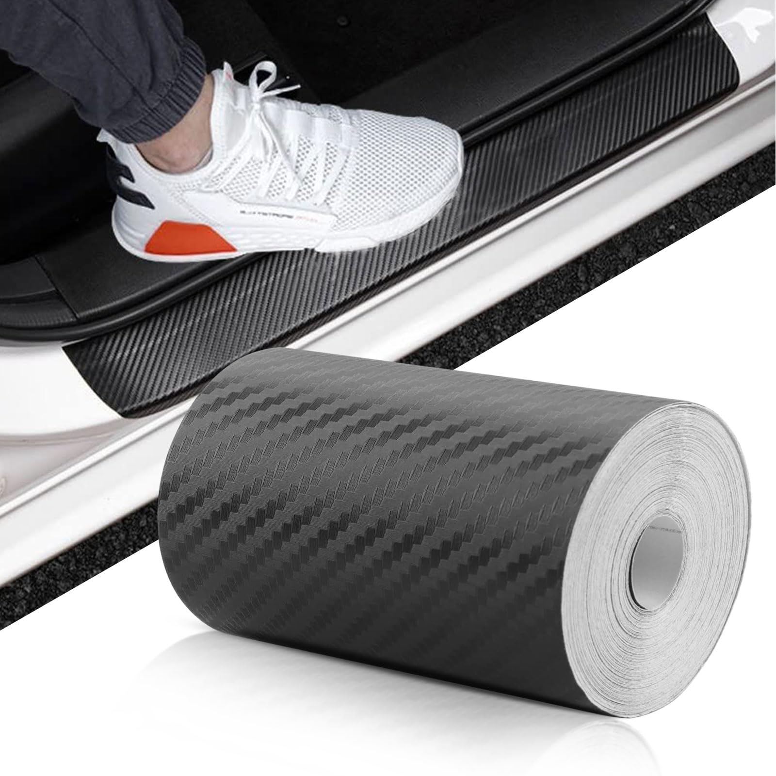 Set 2 x Folie de protectie carbon 3D, rola 10 cm x 5 M, Negru mat - imagine 2