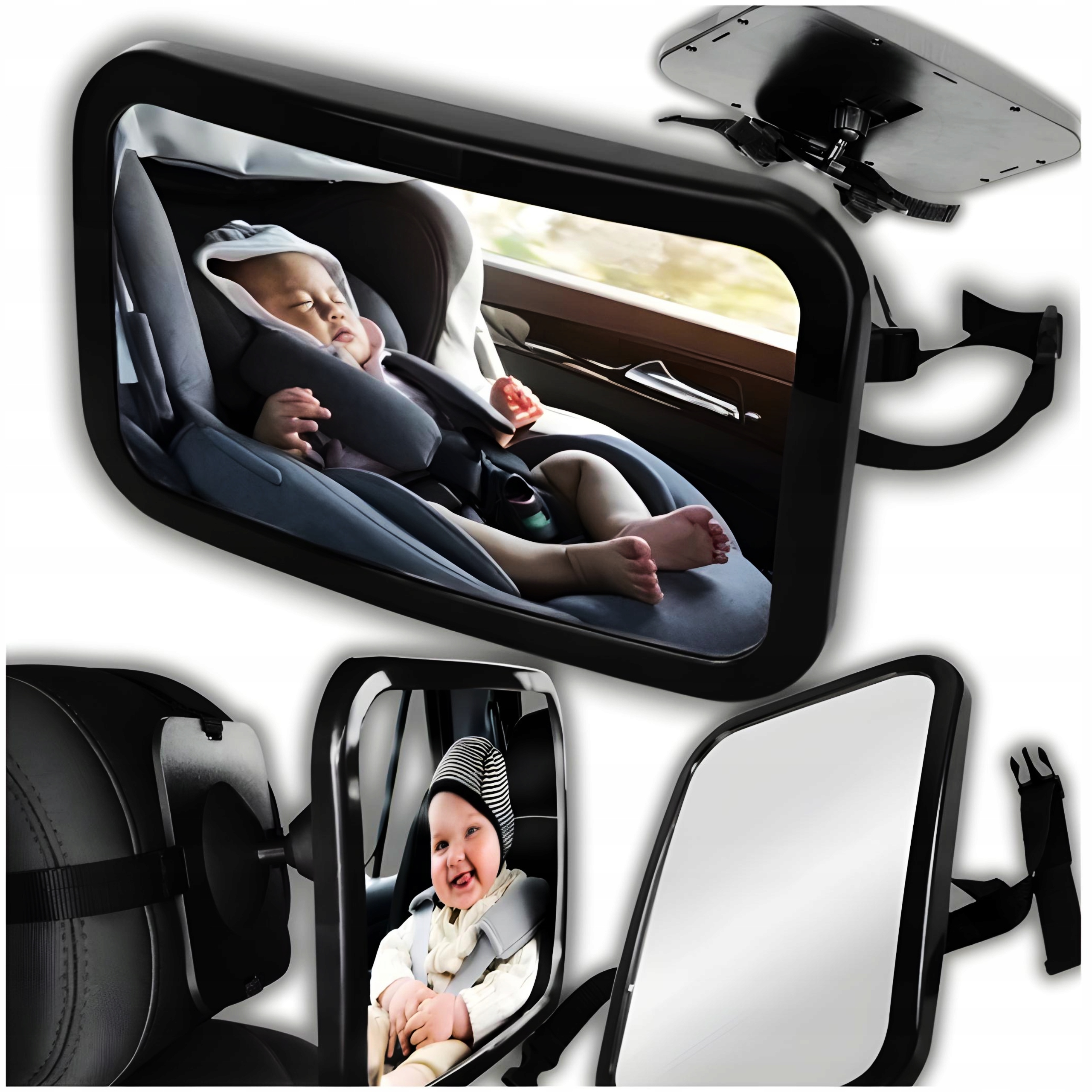 Oglinda auto supraveghere bebe, fixare pe tetiera masinii - imagine 3