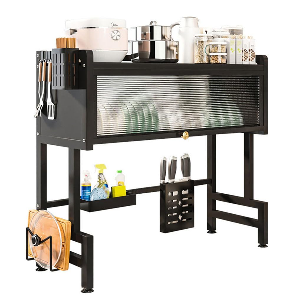 Raft scurgator vase si tacamuri, 85 cm, Negru - imagine 2