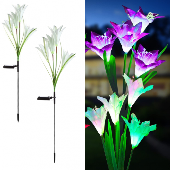 Set 2 x Lampa solara Crini 70 cm, IP66, LED cu Senzor Lumina - imagine 2