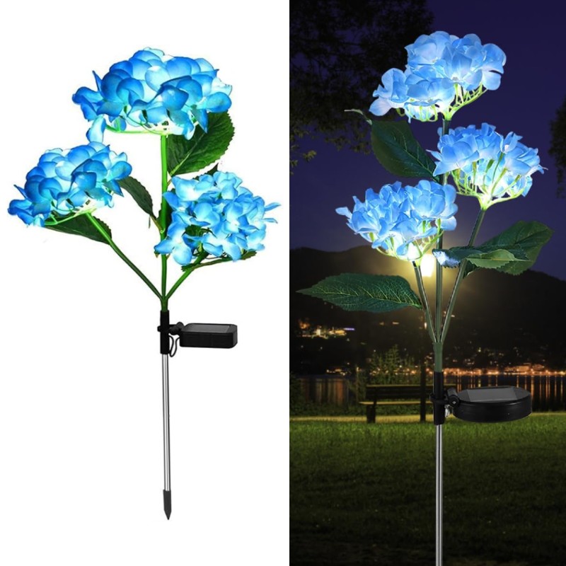 Set 2 x Lampa solara Hortensie 70 cm, lumina calda - imagine 2