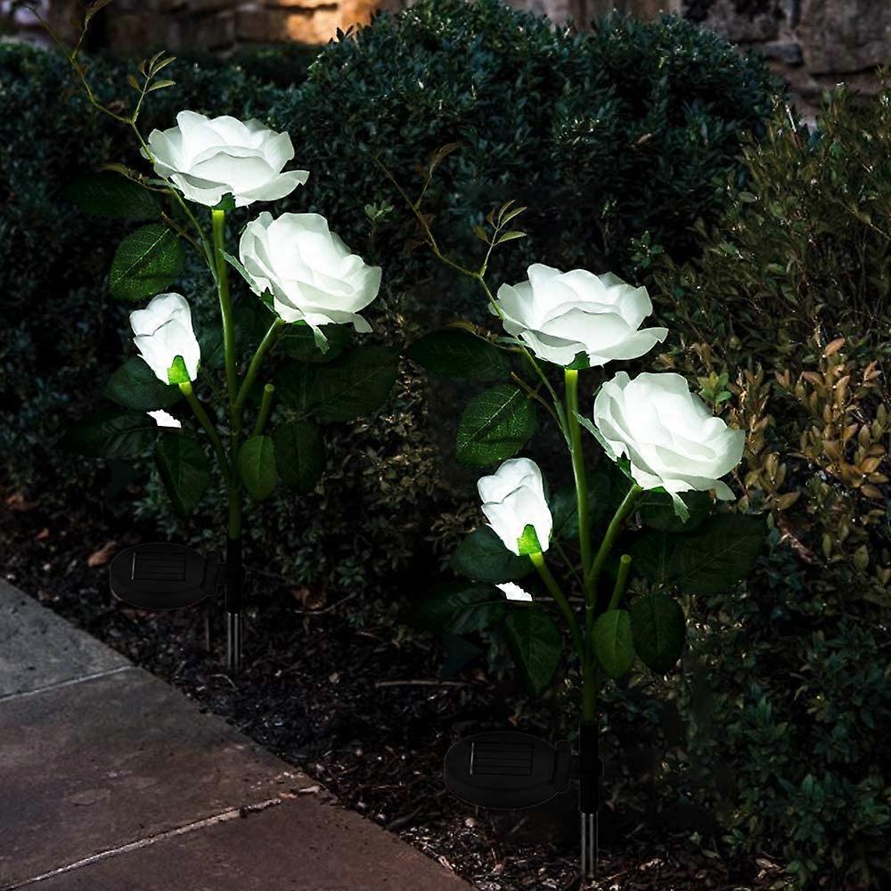 Set 2 x Lampa solara Trandafir Alb, 3 flori LED - imagine 3