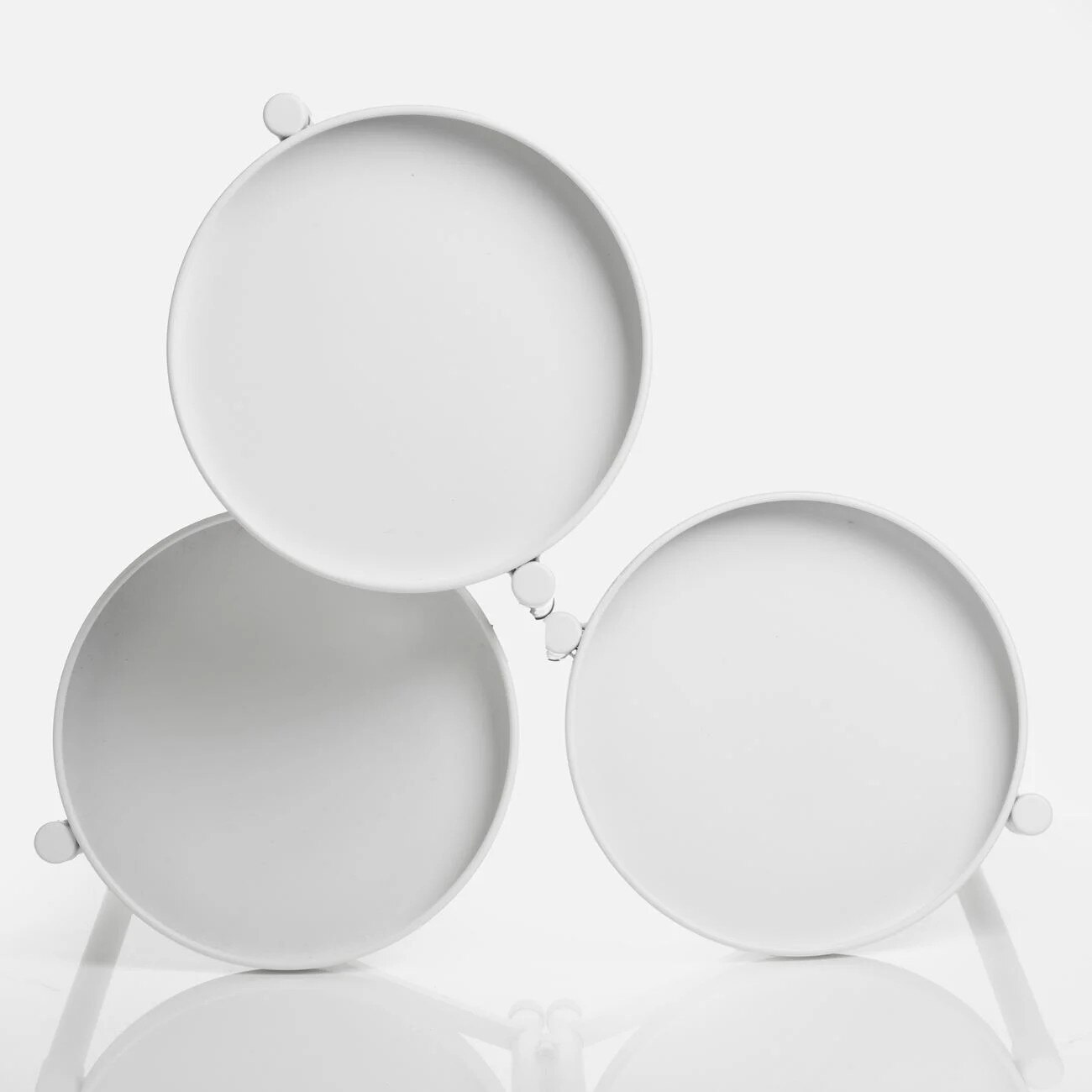 Suport triplu din metal pentru plante, Alb, 50x25x65 cm - imagine 3