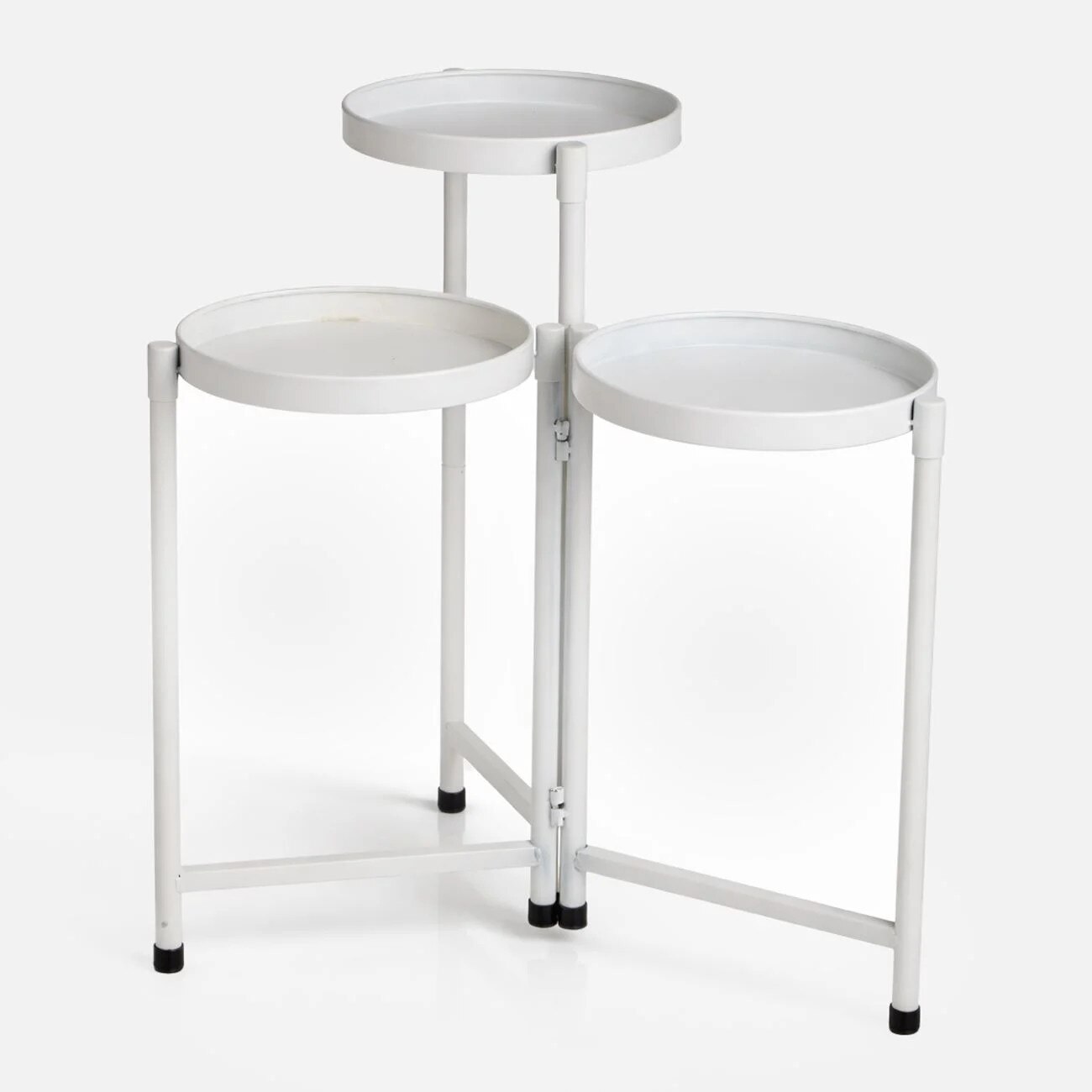 Suport triplu din metal pentru plante, Alb, 50x25x65 cm - imagine 2