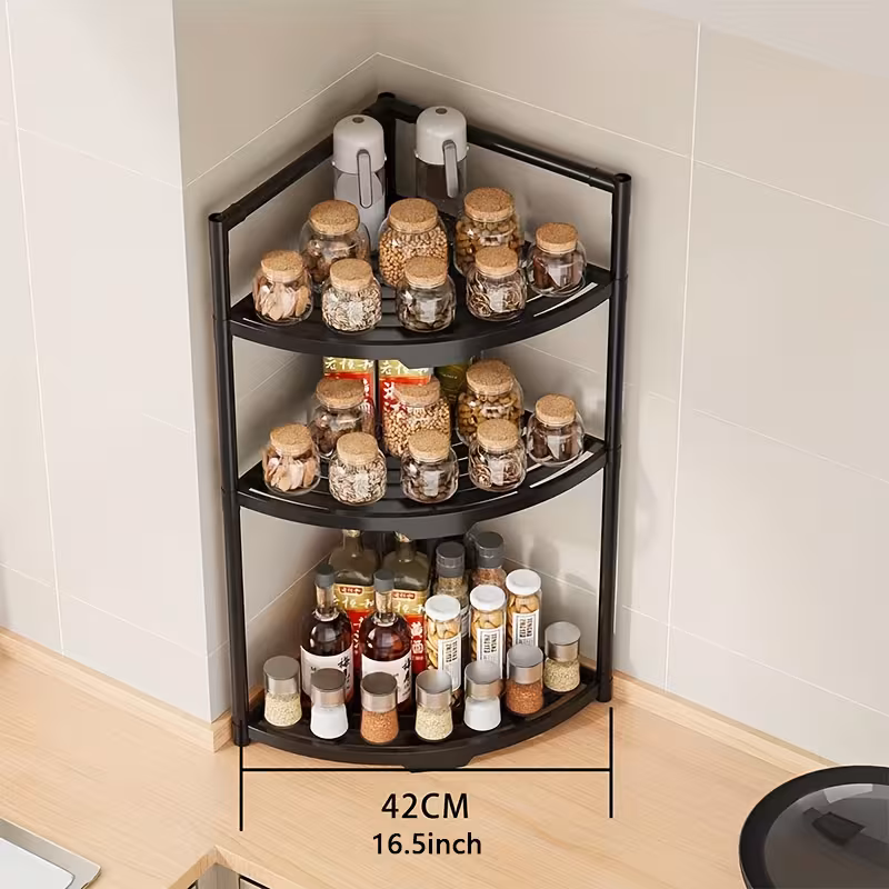 Organizator cu 3 rafturi, Negru, 42 x 30 x 58 cm - imagine 3