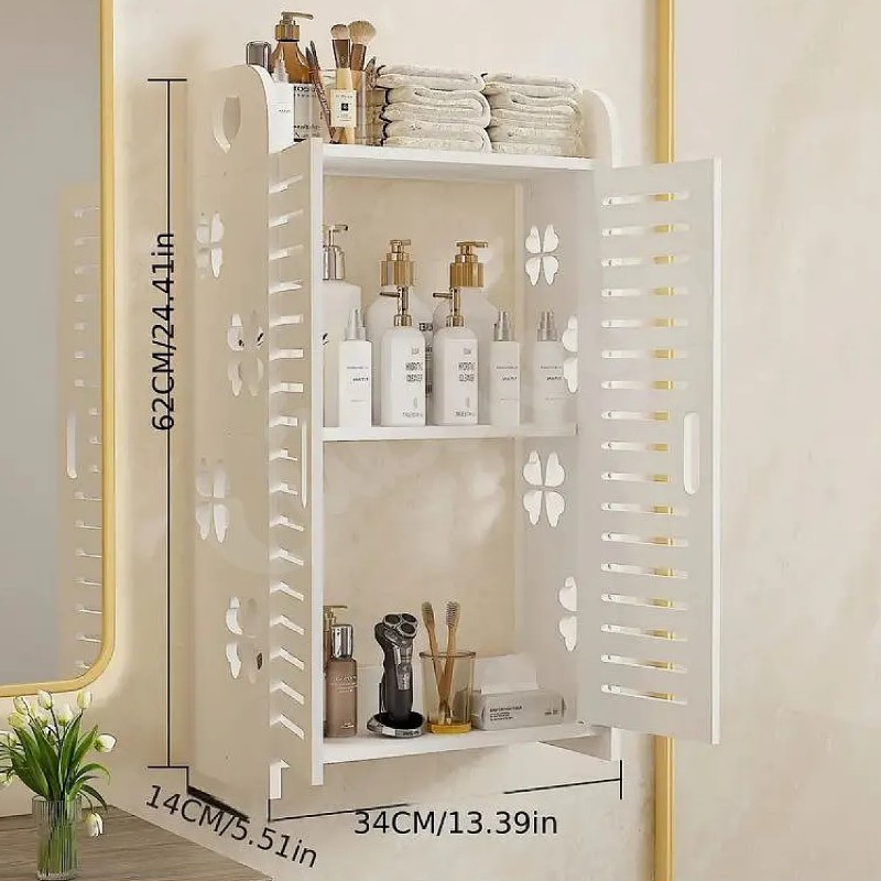 Dulap de perete pentru baie, 34 x 14 x 62 cm​, Alb - imagine 3