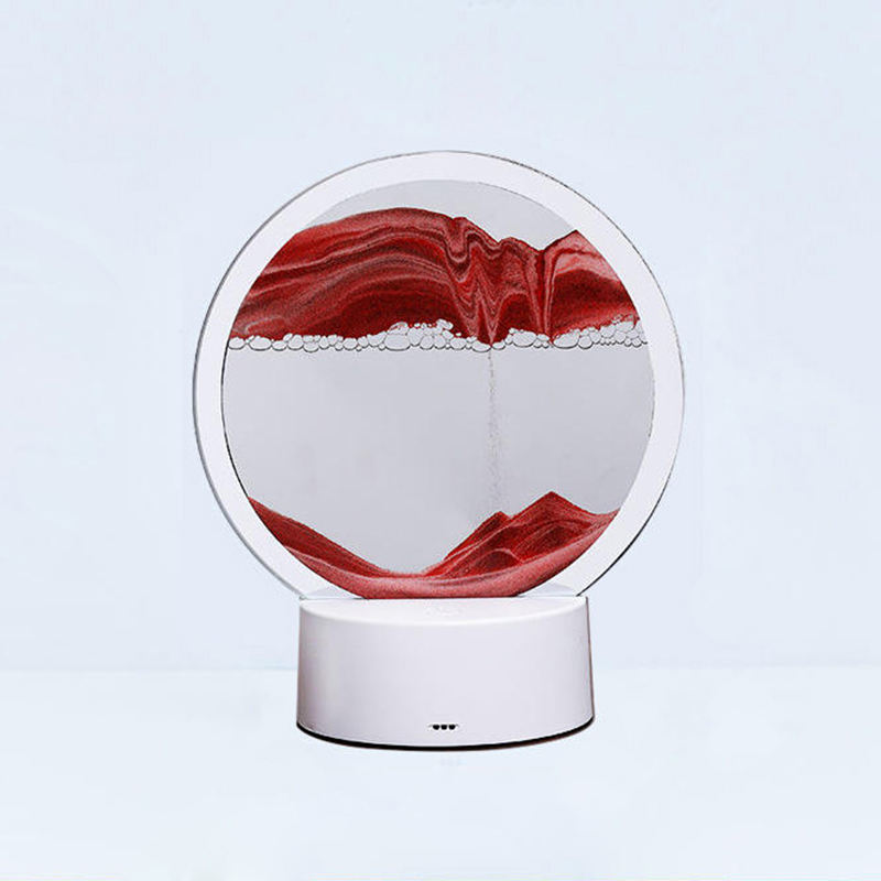 Lampa decorativa tip clepsidra, nisipuri miscatoare, Rosu - imagine 2