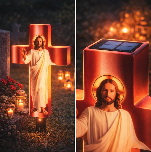 Cruce Solara LED pentru Mormant, 57 x 25 x 8 cm - imagine 3