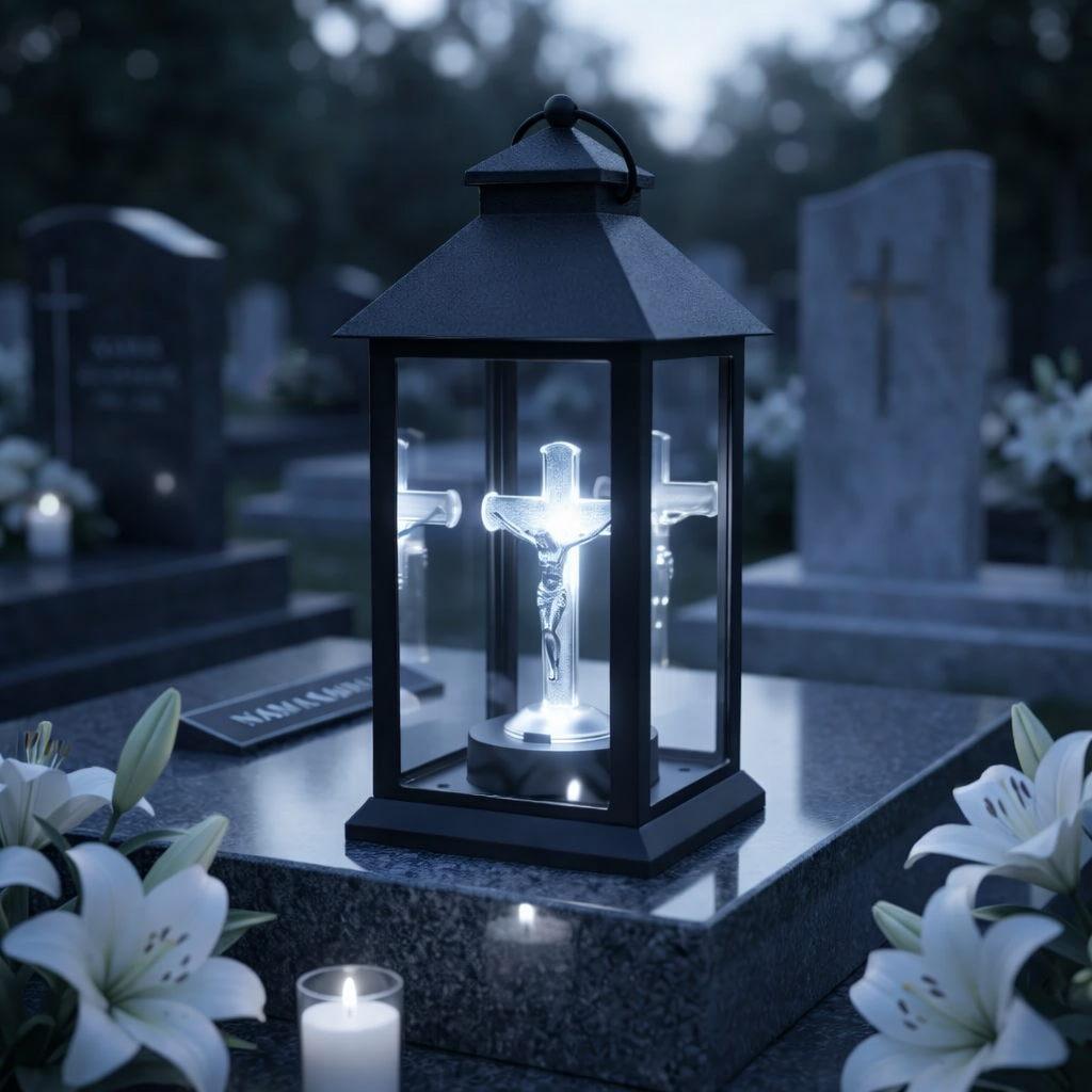 Felinar solar Cruce LED, Negru, 14x28 cm - imagine 2