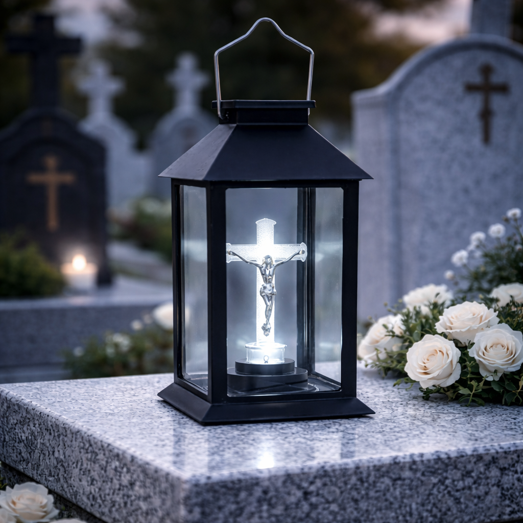 Set 2 x Felinar solar Cruce LED, Negru, 14x28 cm - imagine 2