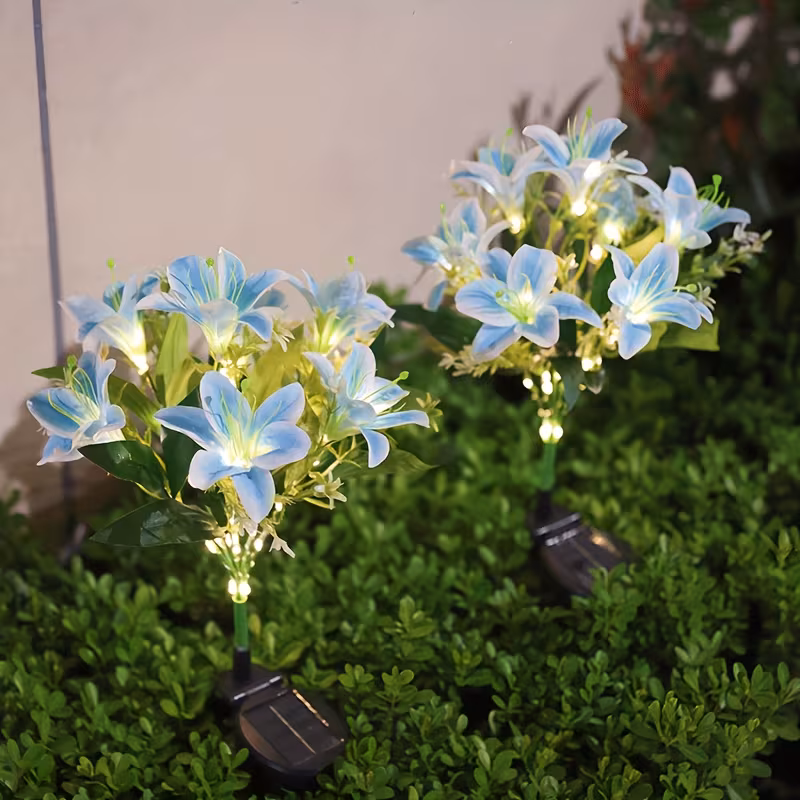 Set 2 x lampa solara 70 cm, 6 crini albastri - imagine 2