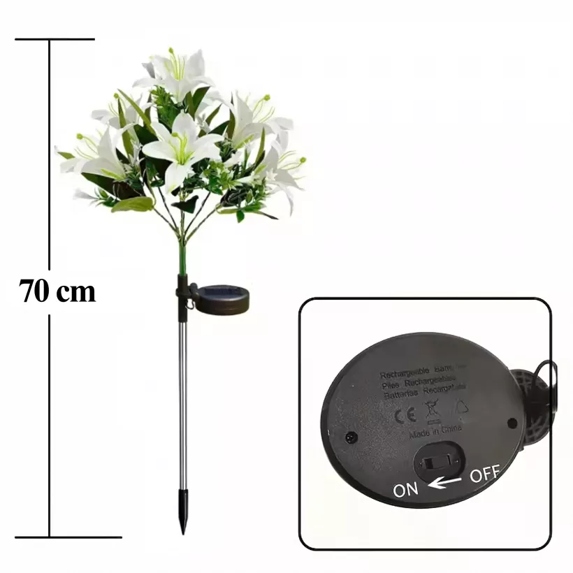 Set 2 x lampa solara 70 cm, 6 crini albi - imagine 3