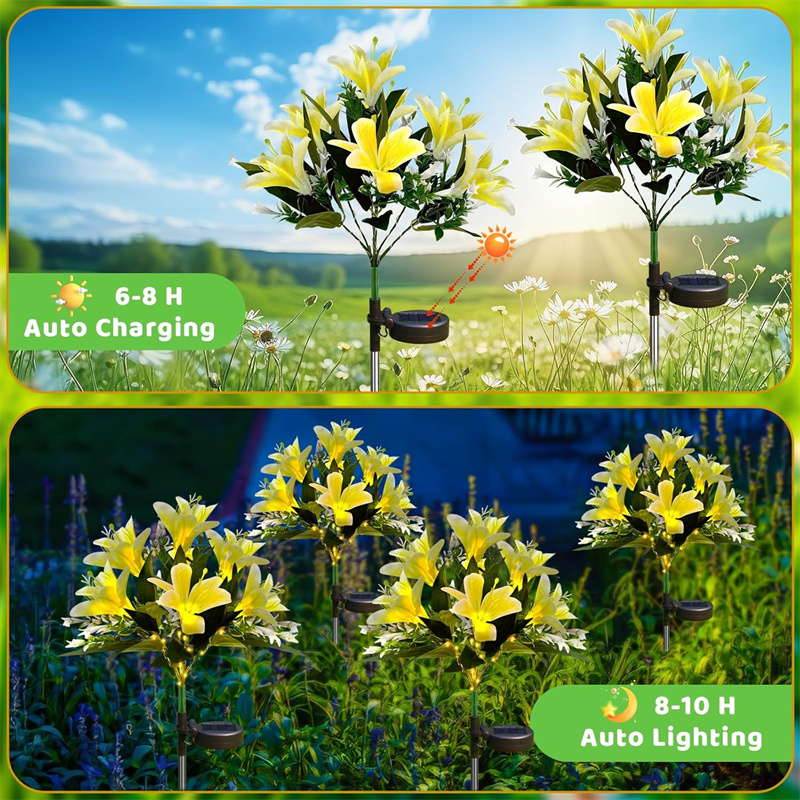 Set 2 x lampa solara 70 cm, 6 crini galbeni - imagine 3