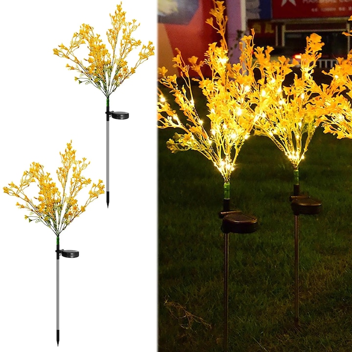 Set 2 x Lampa solara LED - flori de rapita - imagine 2