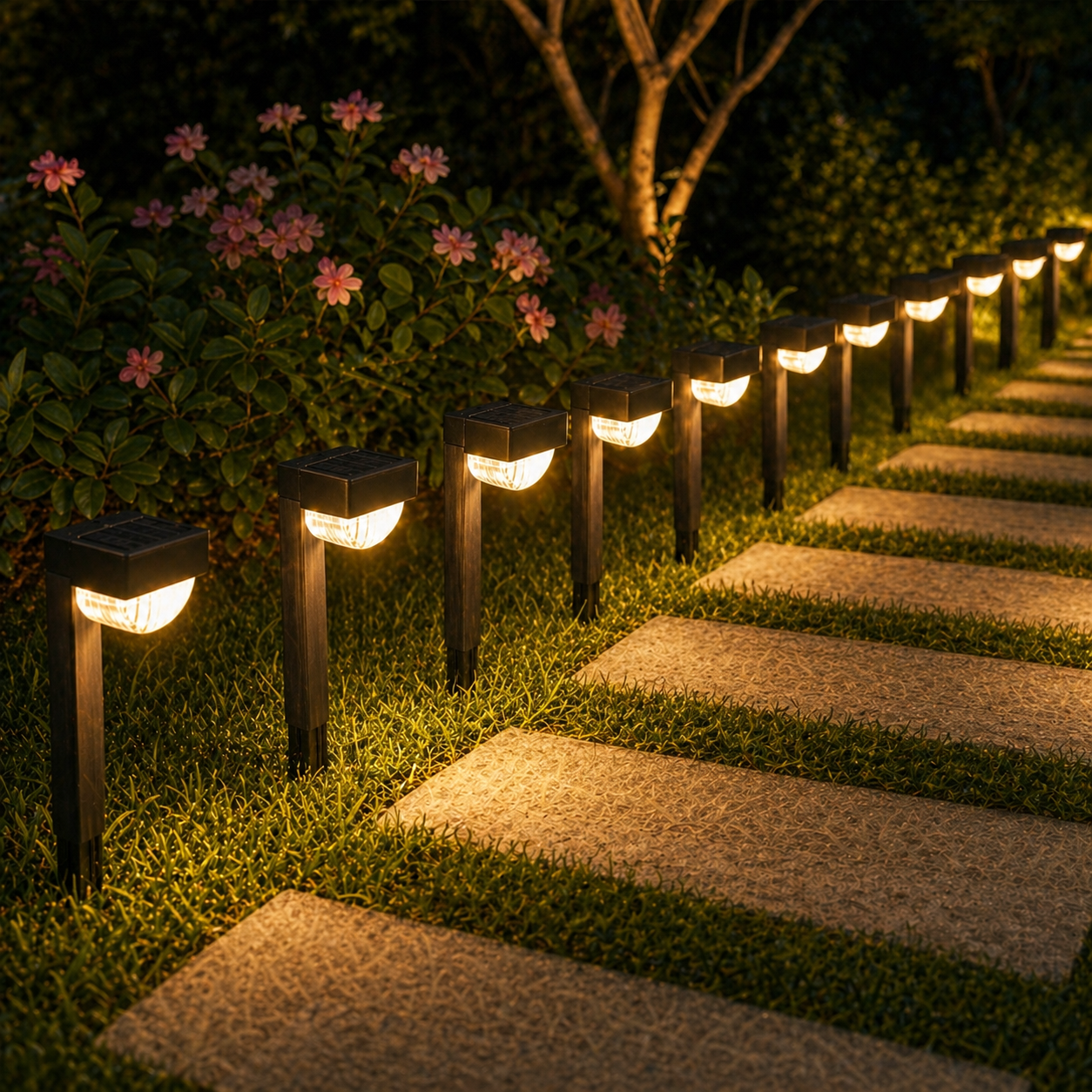 Set 12 lampi solare, lumina alb cald - imagine 2