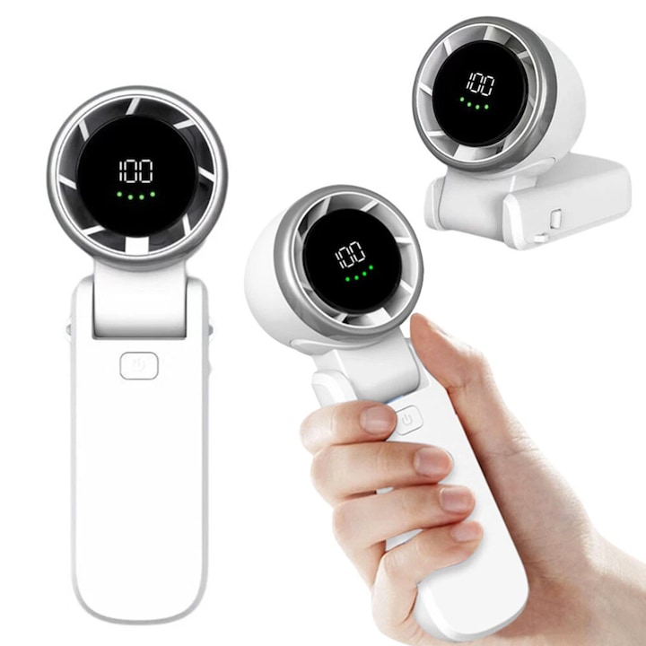 Ventilator portabil cu 5 viteze, 3600 mAh, 8 ore de racire - imagine 2