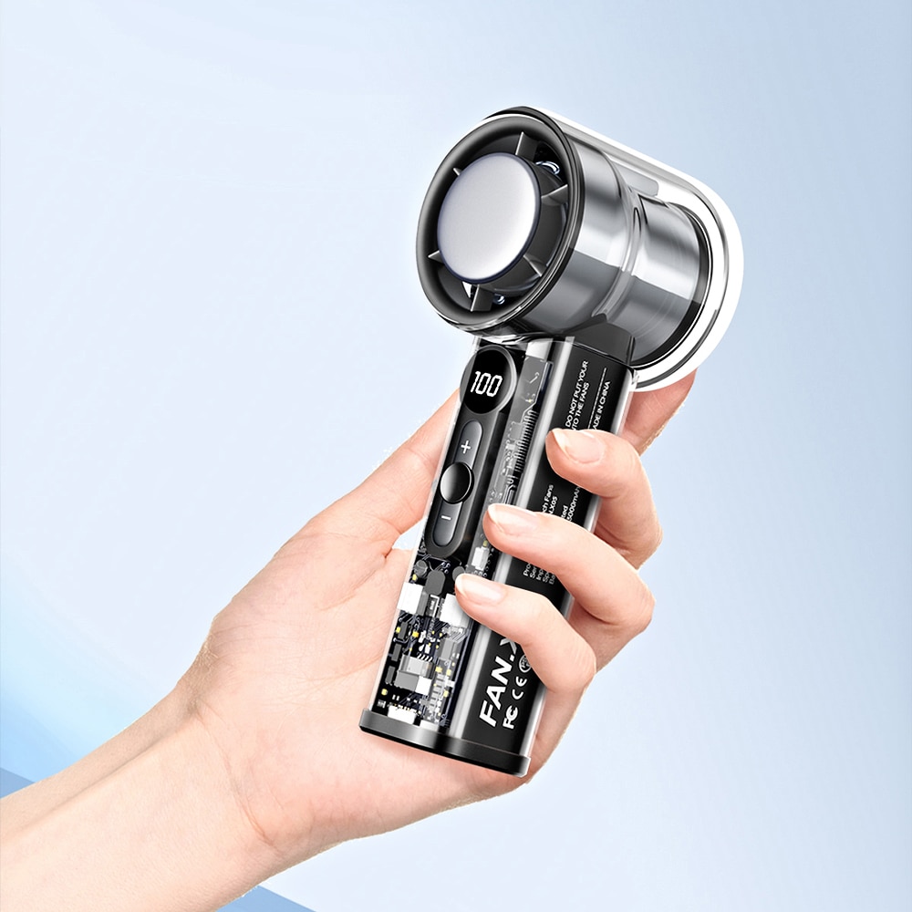 Ventilator 3000 mAh cu mini turbina ajustabila, design transparent - imagine 3