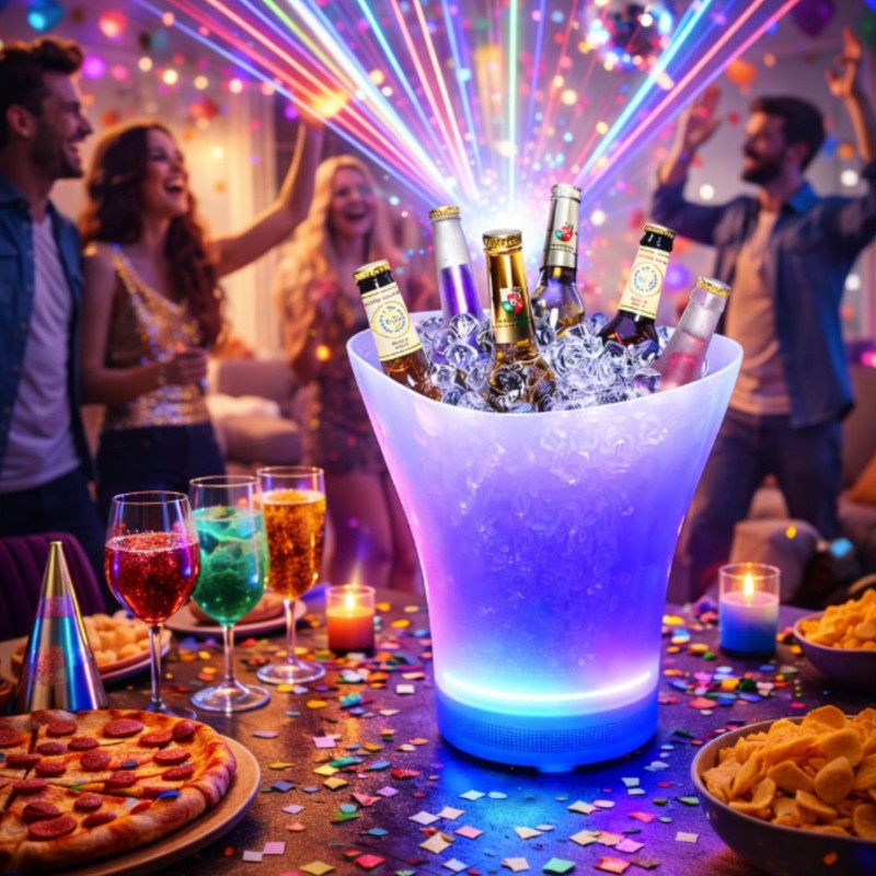 Frapiera LED cu boxa Bluetooth, efecte luminoase RGB, port USB - imagine 2