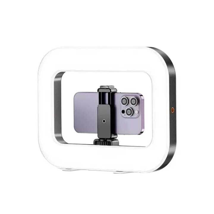 Lampa LED Ring Light YM-300, 20 W, 3 culori, suport telefon, alimentare USB - imagine 2