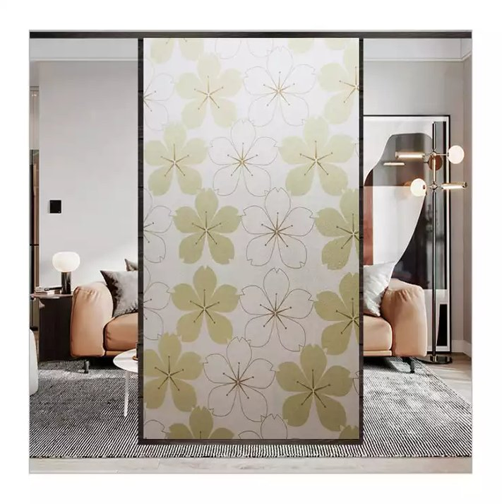 Folie autoadeziva geam, 45 x 500 cm, Gold Flowers - imagine 3