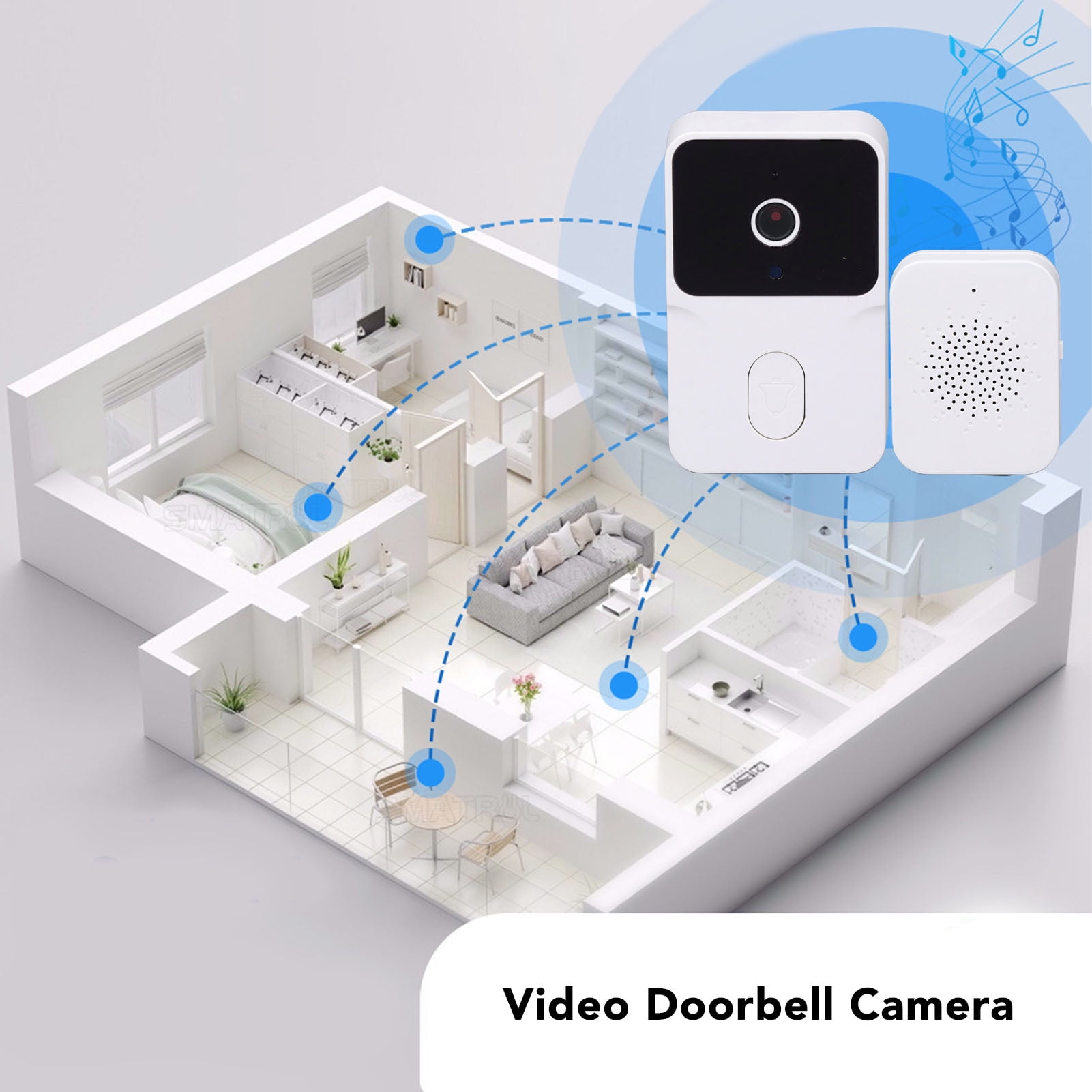 Sonerie Video Smart 4K WiFi, Night Vision, Audio Bidirectional, Alb - imagine 3