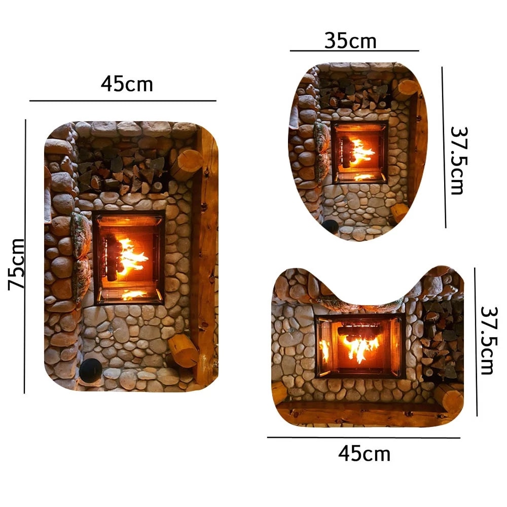 Set pentru baie: perdea, covorase si husa de toaleta, Fireplace - 1 | YEO