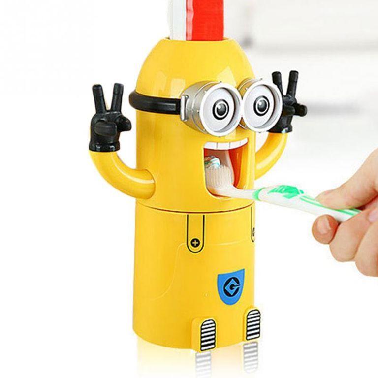 Dozator pasta de dinti cu suport pentru 2 periute, model Minions - 1 | YEO