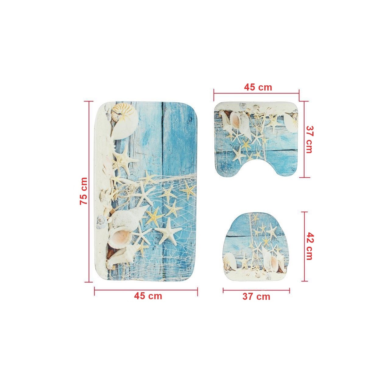 Set 3 Covorase de baie FizioTab, antiderapante, Model Scoici 1 - 2 | YEO