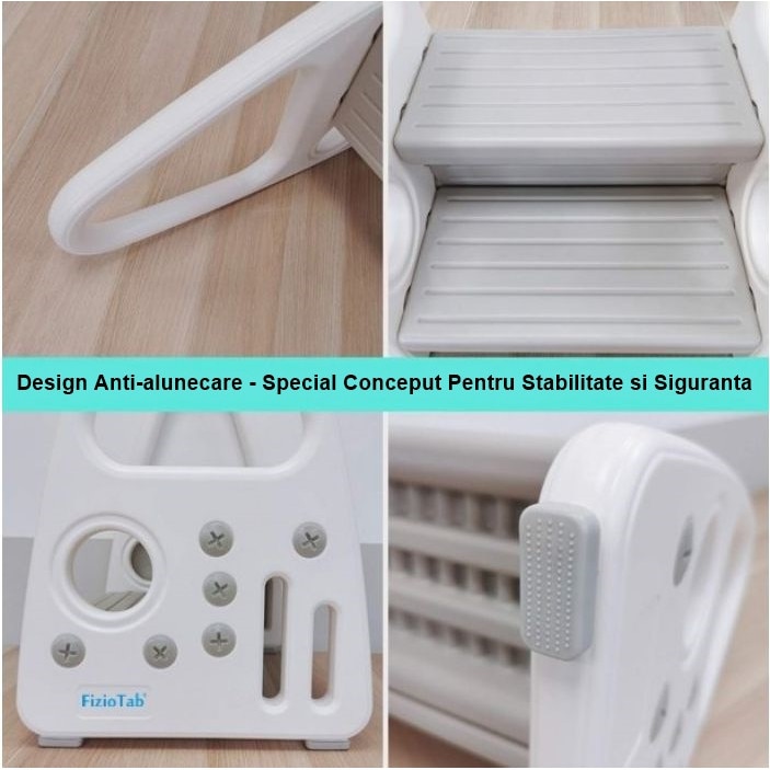 Inaltator cu manere pentru copii, suprafata antialunecare, Alb/Gri - 2 | YEO