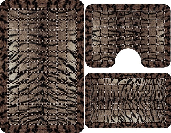 Set 3 covorase antiderapante de baie, Animal Print - 1 | YEO
