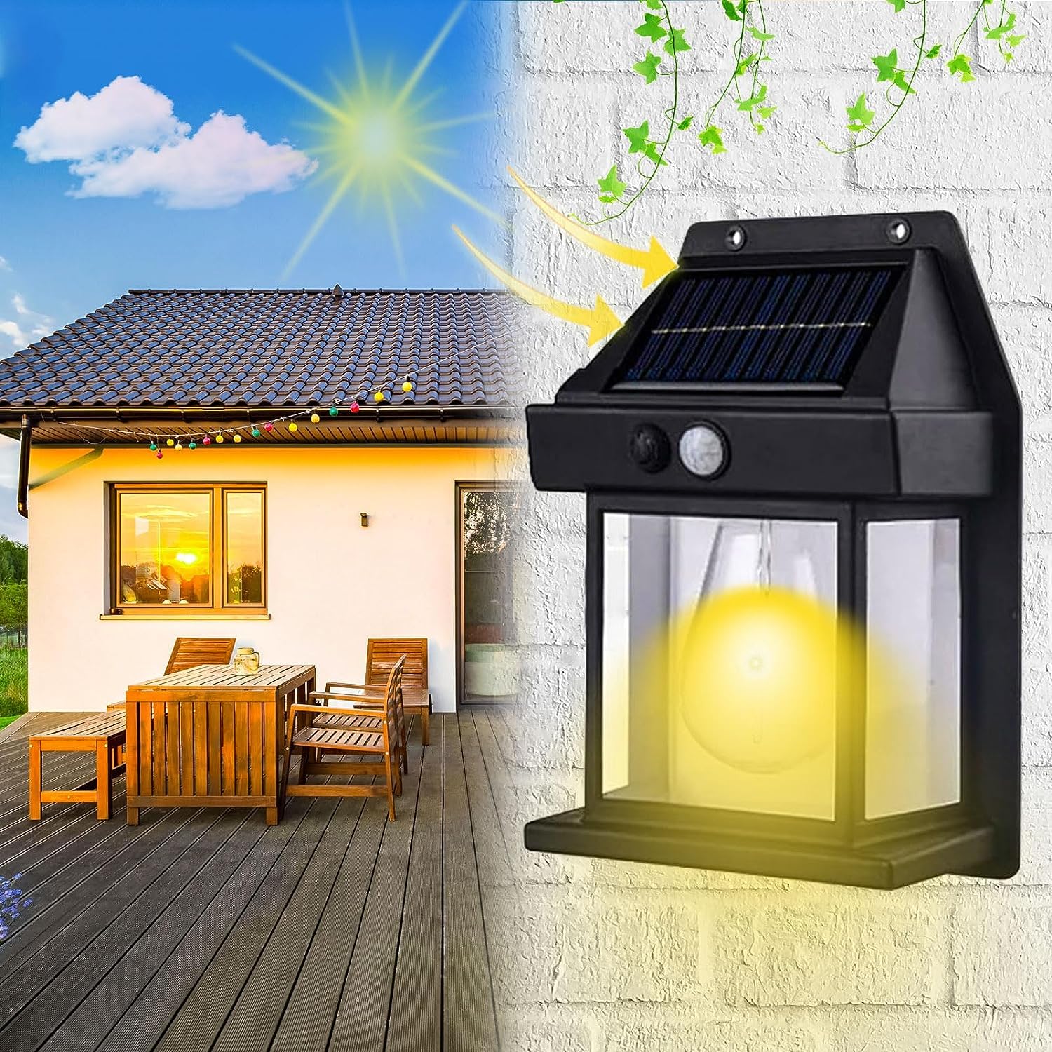 Lampa solara de perete LED cu senzor de miscare fara fir 3W