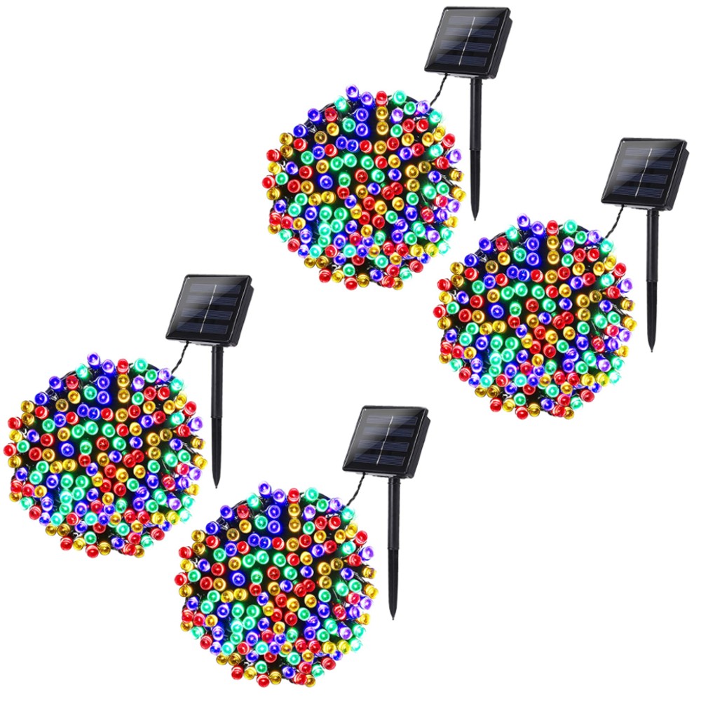 Set 4 x Instalatie solara 100 LED, Multicolor