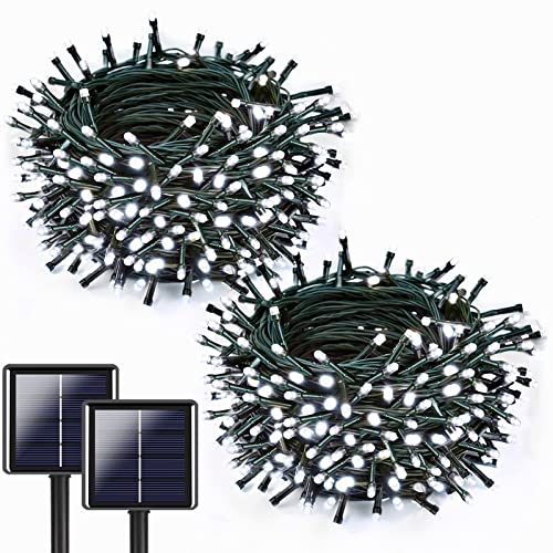 Set 2 x Instalatie solara, 200 LED, 20 metri, Alb rece