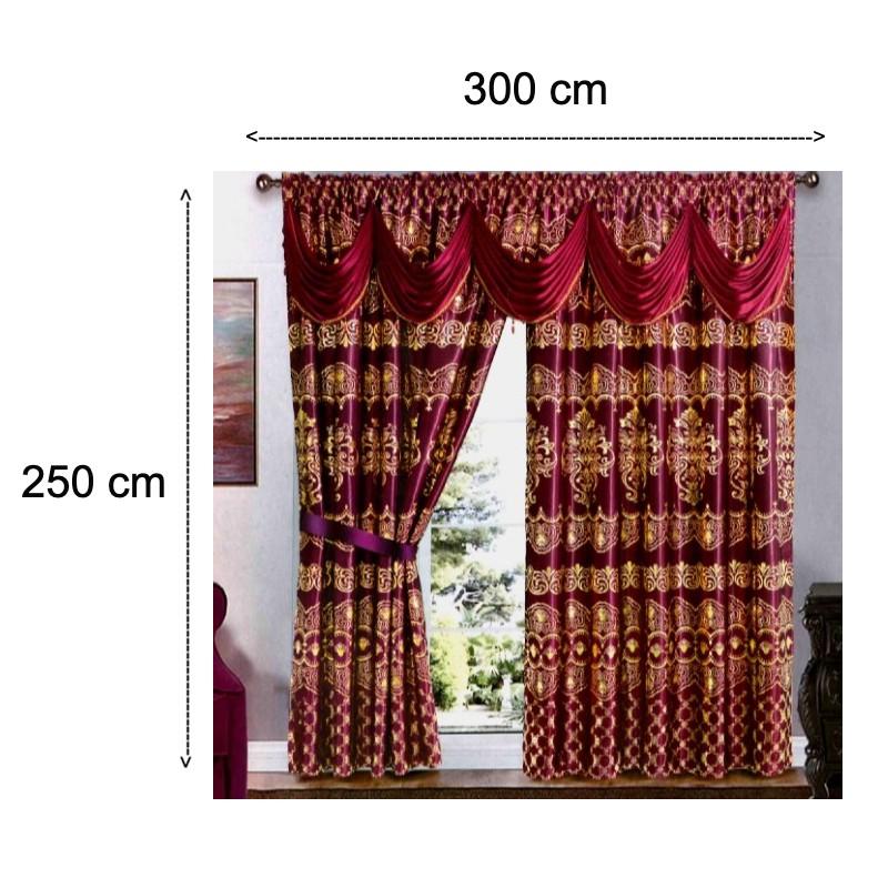 Set draperii Jacquard, 300 x 250, Visiniu - 1 | YEO