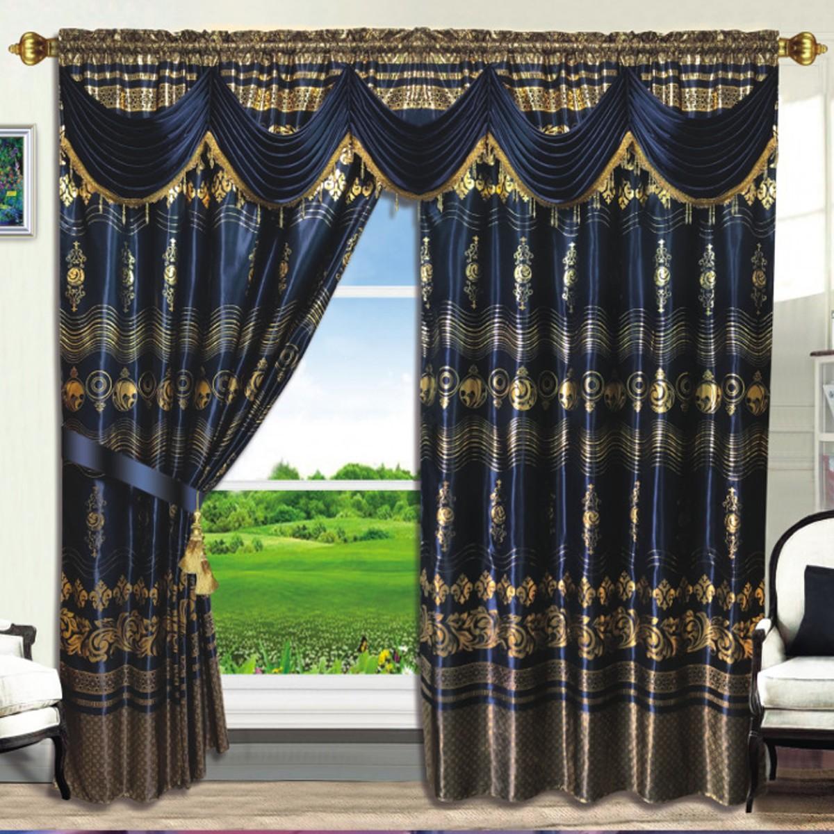 Set draperii jacquard, 300 x 250, albastru