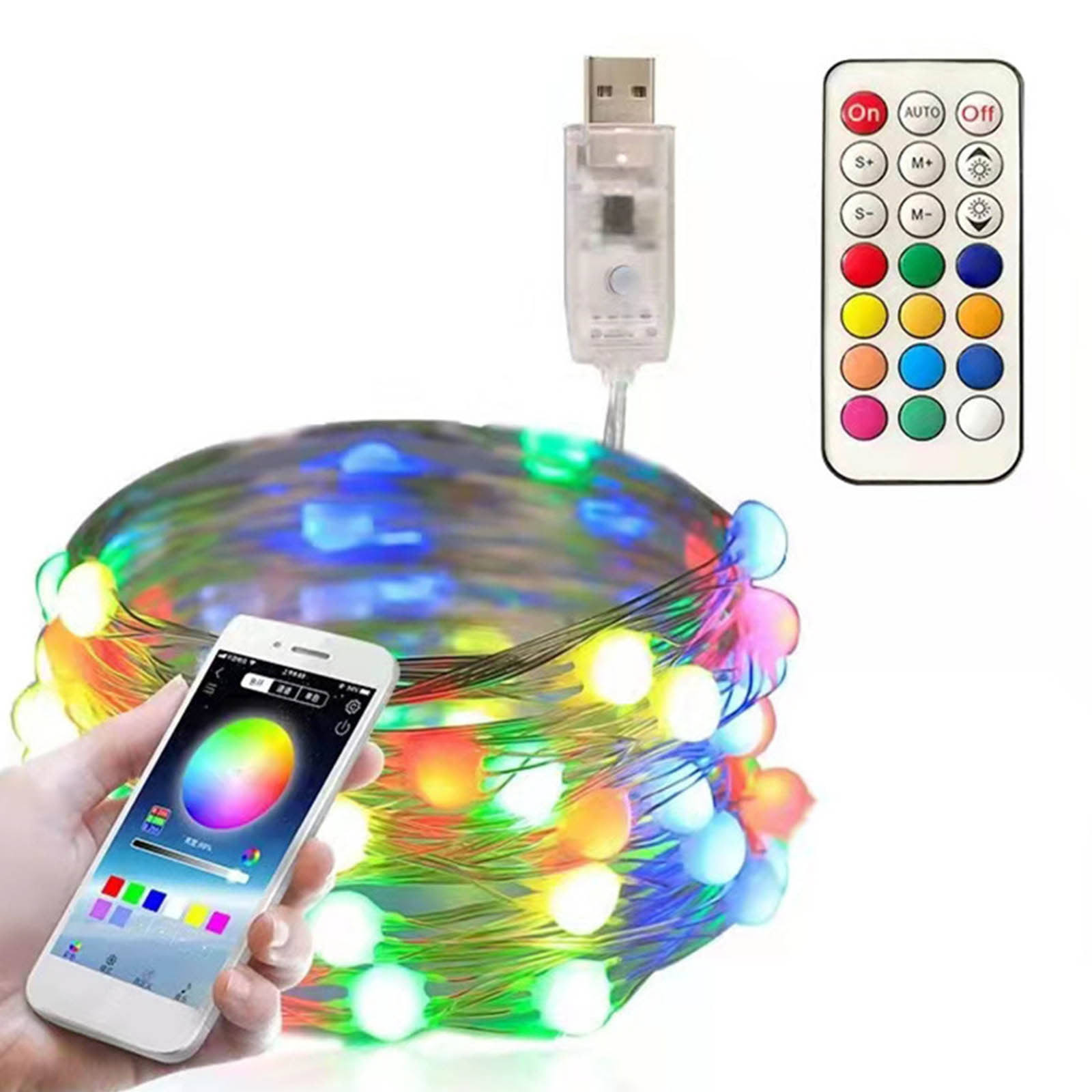 Banda luminoasa LED RGB 10 M, 100 LED, telecomanda - 1 | YEO